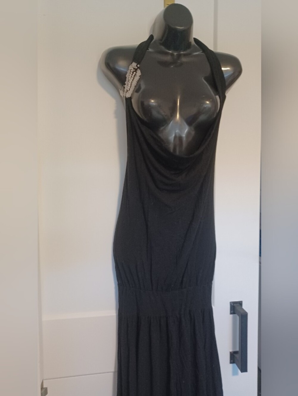 Source Unknown Black Asymmetric Handkerchief Hem Maxi Dress